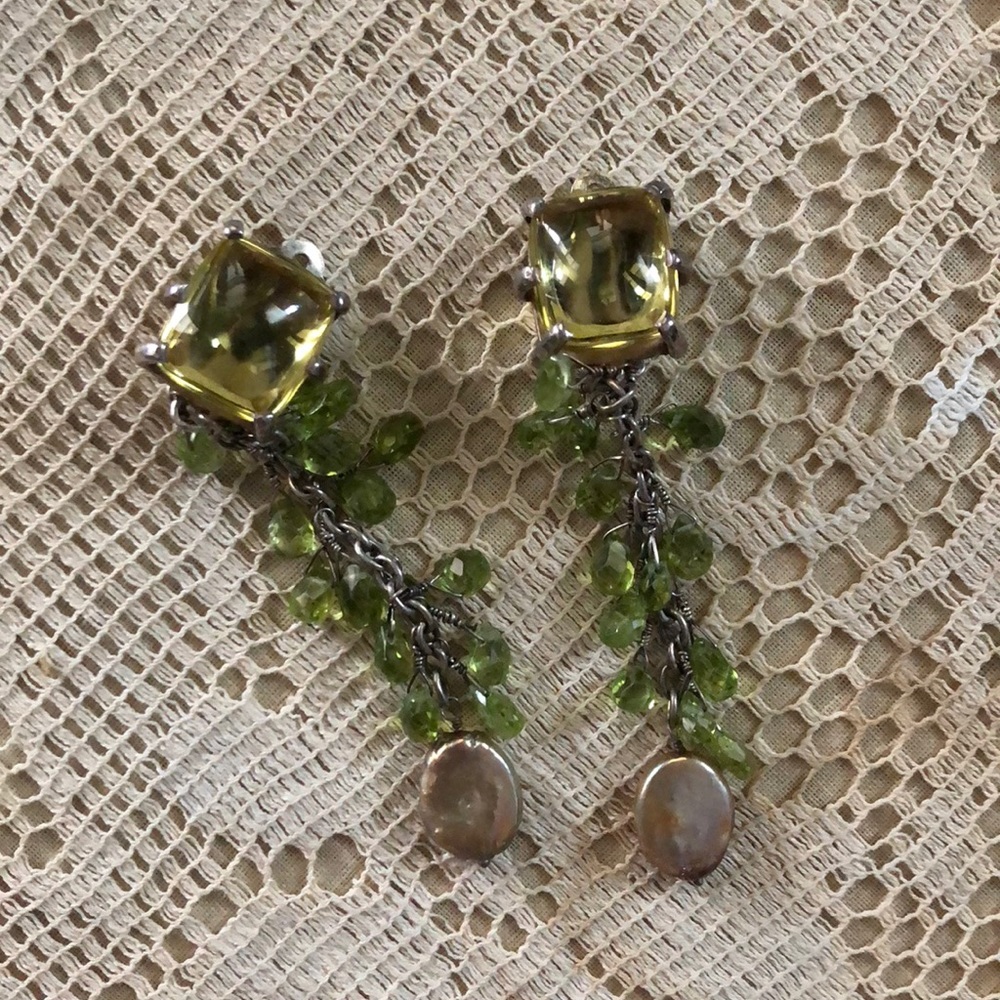 Vintage dangle sterling silver clip on earrings